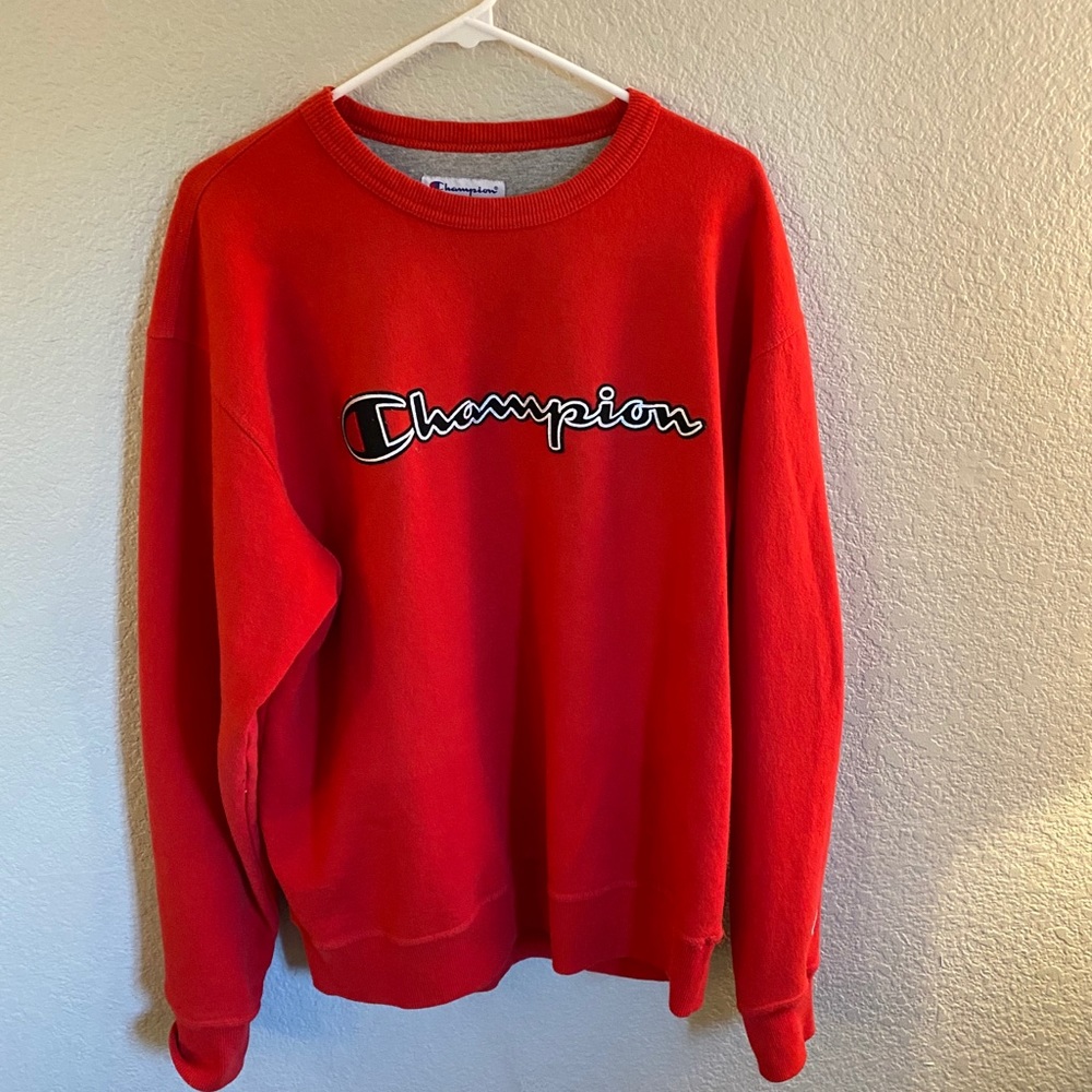 Red Champion Crewneck